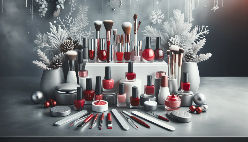 Czerwony modny manicure na zimę